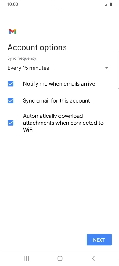 If this screen is displayed, you email account has been recognised and set up automatically. Follow the instructions on the screen to key in more information and finish setting up your phone. If this screen is displayed, you email account has been recognised and set up automatically. Follow the instructions on the screen to key in more information and finish setting up your phone.