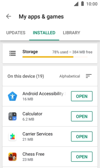Press the required app.