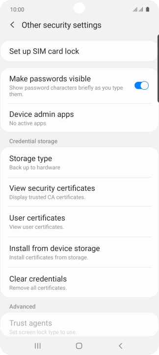 Press Set up SIM card lock. Press Set up SIM card lock.