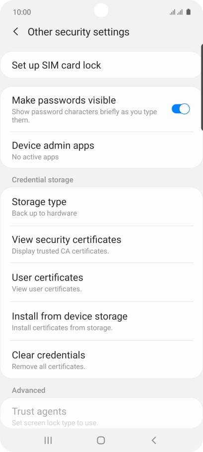 Press Set up SIM card lock. Press Set up SIM card lock.