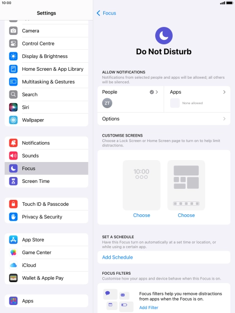 Press People and follow the instructions on the screen to select which contacts you would like to receive calls and notifications from when Do Not Disturb is turned on.
