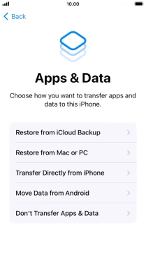 Press Don't Transfer Apps & Data and follow the instructions on the screen to finish the activation.