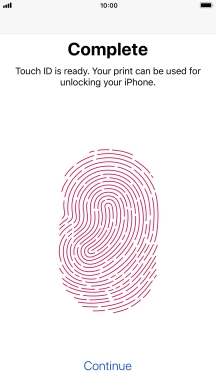 Press Continue. If you haven't previously selected a phone lock code, key in a code of your own choice twice.