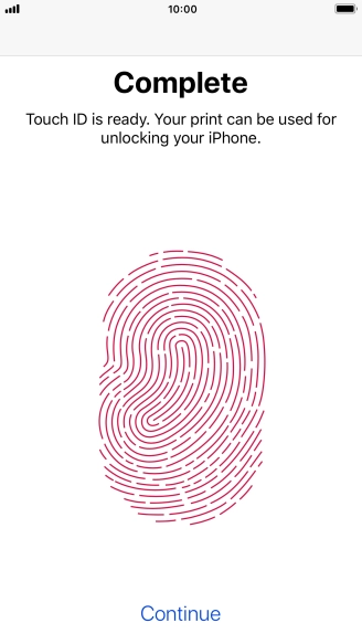 Press Continue. If you haven't previously selected a phone lock code, key in a code of your own choice twice.
