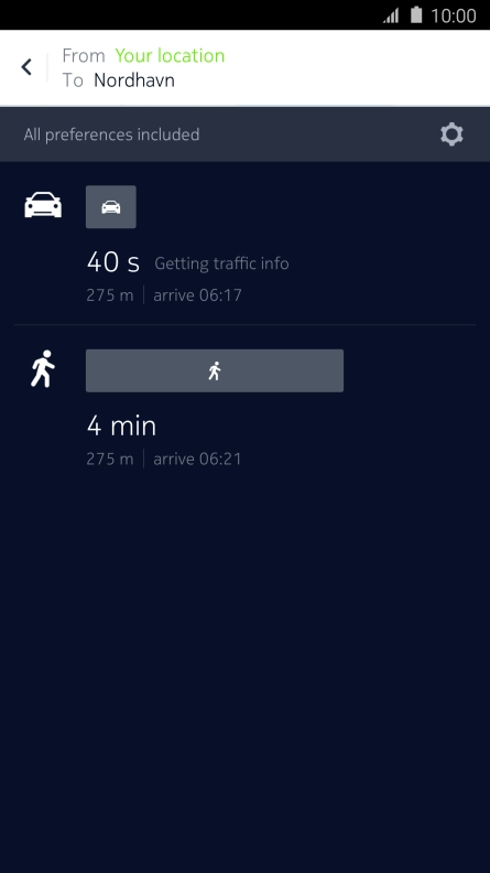 Press the required mode of transportation. Press the required mode of transportation.