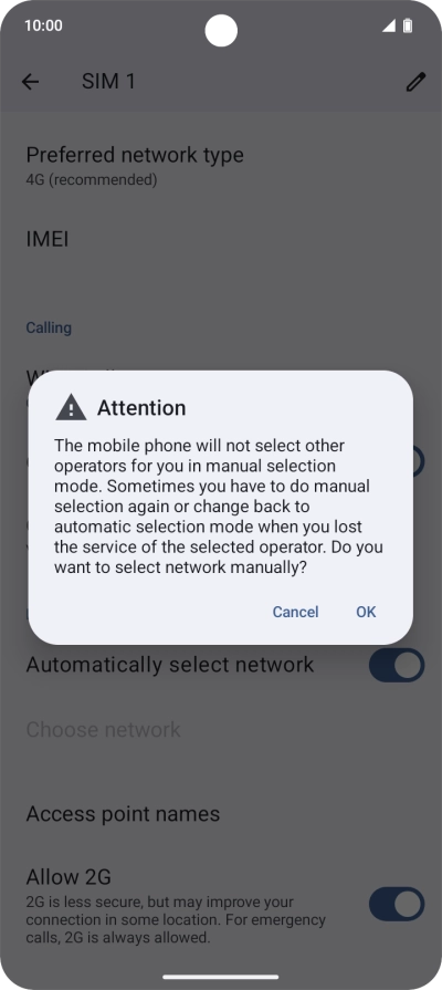 Press OK and your phone will search for networks.