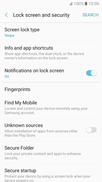 Press Screen lock type. Press Screen lock type.