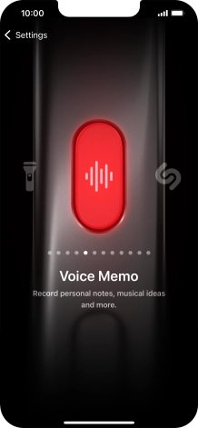 Slide your finger right or left on the screen to select the required function.