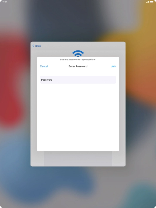 Key in the password for the Wi-Fi network and press Join.