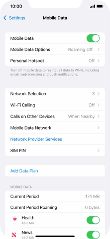 Press Mobile Data Options.
