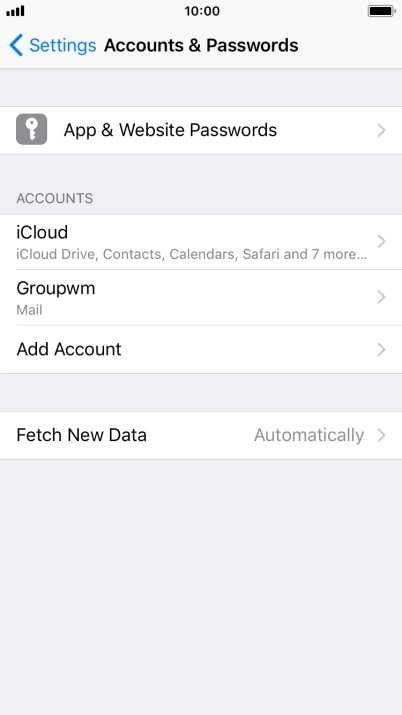 Press the name of the email account you've just set up.