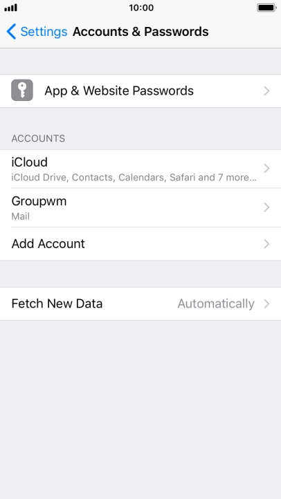Press the name of the email account you've just set up.