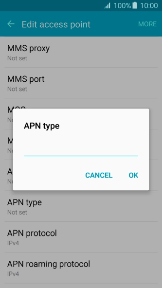Key in default and press OK.