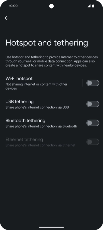 Press Wi-Fi hotspot. Press Wi-Fi hotspot.