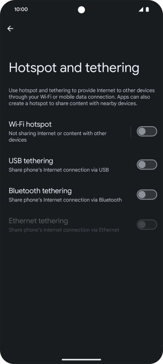 Press Wi-Fi hotspot. Press Wi-Fi hotspot.