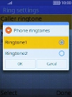 Highlight the required ring tones to hear them.