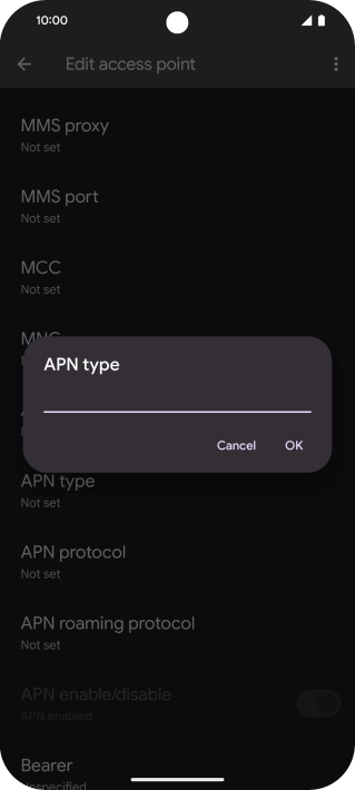 Key in default and press OK.