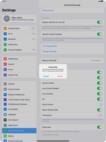 If you turn on the function, press Enable. If you turn on the function, press Enable.