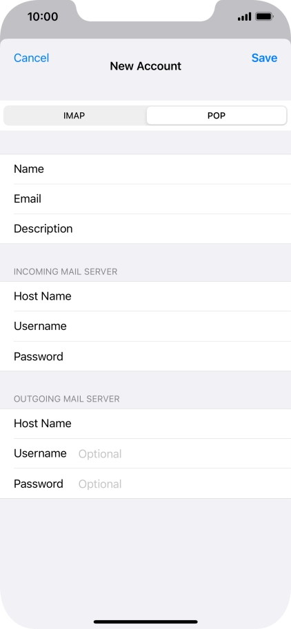 Press Username and key in the username for your email account. Please note that if you're using Vodafone's outgoing server, leave the username field empty.