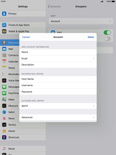 Press SMTP. Press SMTP.