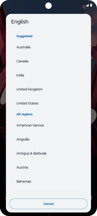 Press the required country or area.