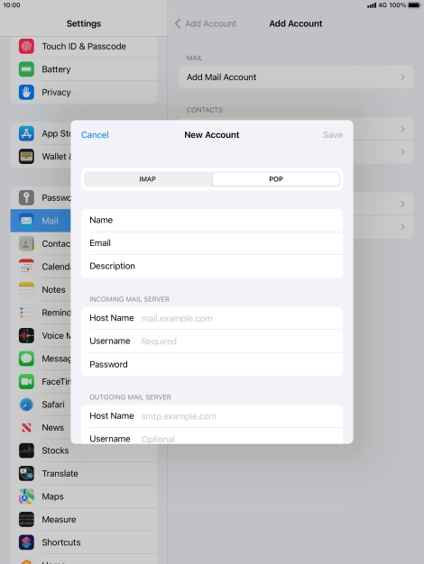 Press Host Name and key in the name of your email provider's incoming server. Press Host Name and key in the name of your email provider's incoming server.