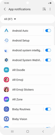 Press the indicators next to the required apps to turn the function on or off. Press the indicators next to the required apps to turn the function on or off.