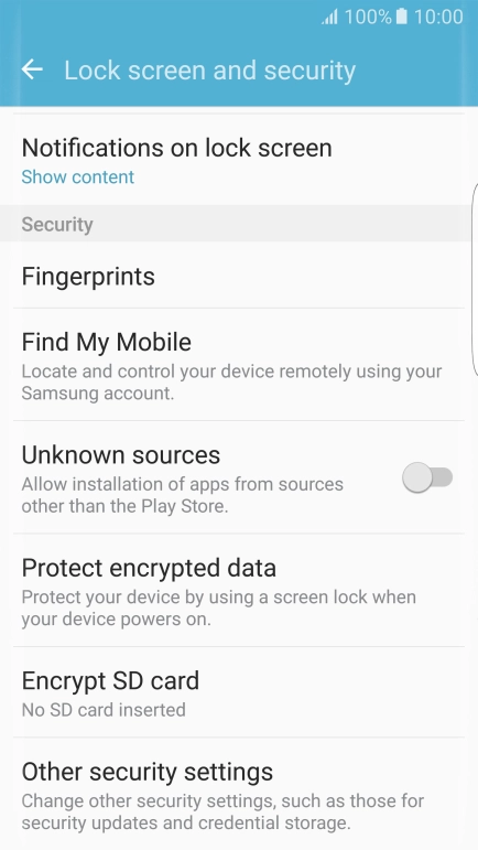 Press Other security settings.