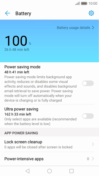 Press the indicator next to the required setting.