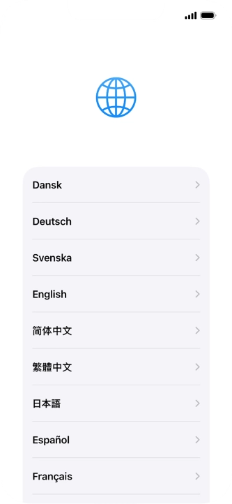 Press the required language. Press the required language.