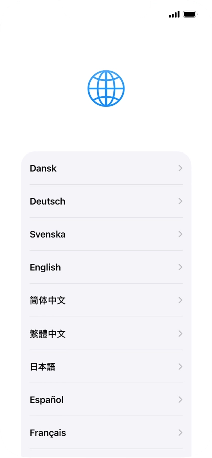 Press the required language. Press the required language.
