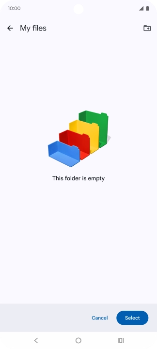 To create a new folder, press the new folder icon and follow the instructions on the screen to create a new folder.