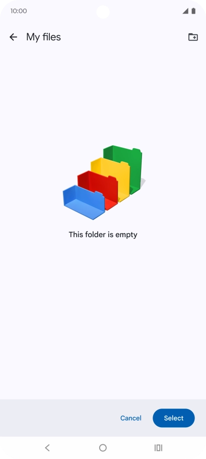 To create a new folder, press the new folder icon and follow the instructions on the screen to create a new folder.