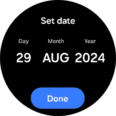 Slide your finger up or down on the screen to set the required date. Slide your finger up or down on the screen to set the required date.