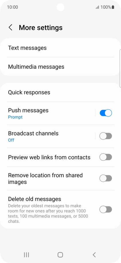 Press Text messages.
