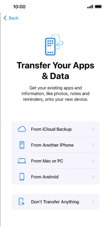 Press Don't Transfer Anything and follow the instructions on the screen to finish the activation.