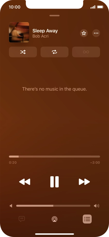 Press the shuffle icon to turn the function on or off. Press the shuffle icon to turn the function on or off.