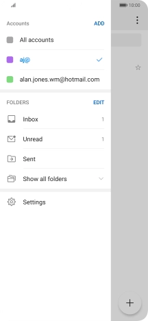 Press the required email account. Press the required email account.