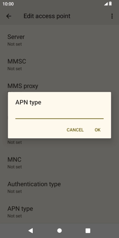 Key in default and press OK. Key in default and press OK.