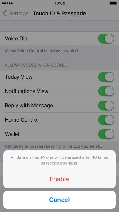 If you turn on the function, press Enable.