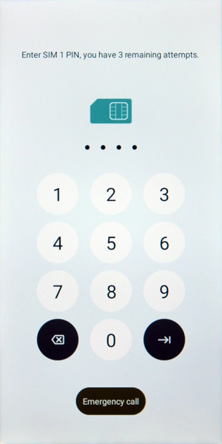 If your SIM is locked, key in your PIN and press arrow right. If your SIM is locked, key in your PIN and press arrow right.