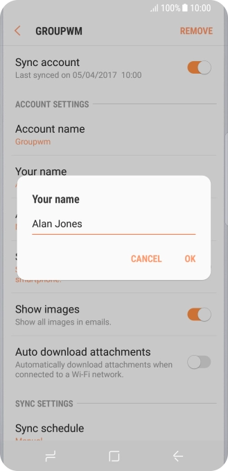 Key in the required sender name and press OK. Key in the required sender name and press OK.