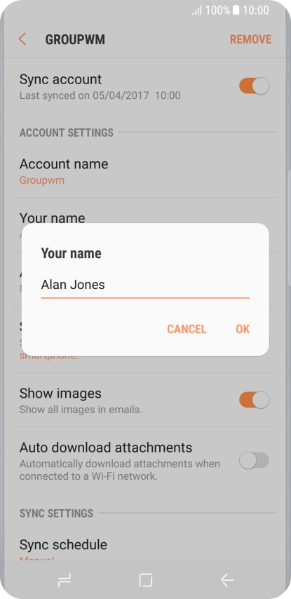 Key in the required sender name and press OK. Key in the required sender name and press OK.