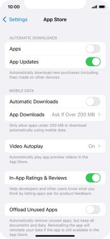 Press the indicators next to the required content types to turn the function on or off.