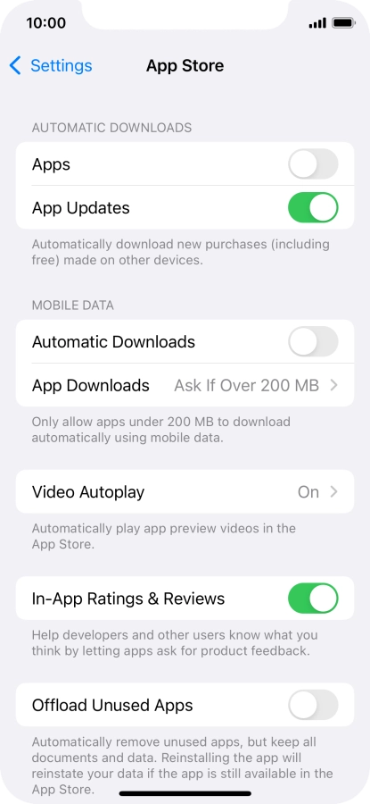 Press the indicators next to the required content types to turn the function on or off.