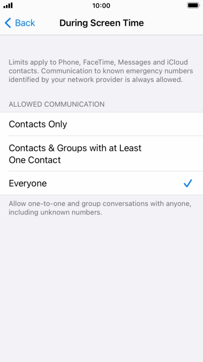 Press the required setting. Press the required setting.