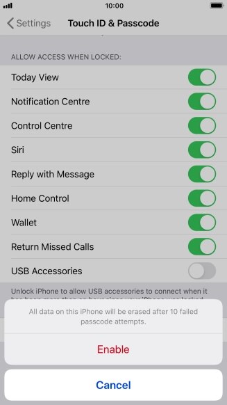 If you turn on the function, press Enable. If you turn on the function, press Enable.