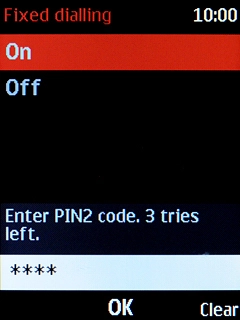 Key in the PIN2 and press the Navigation key.