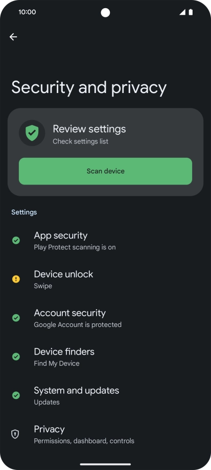 Press Device unlock. Press Device unlock.