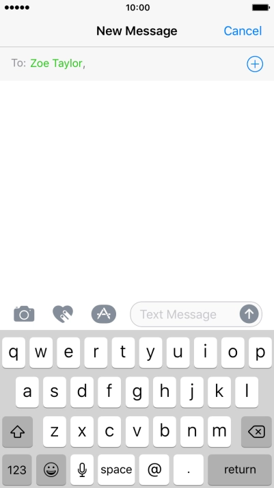 Press the text input field and write the text for your picture message.